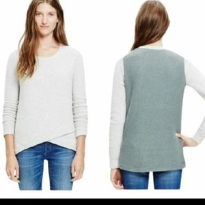 Madewell Feature Sweater in Colorblock - Size Extra Small - Faux Wrap, Textured